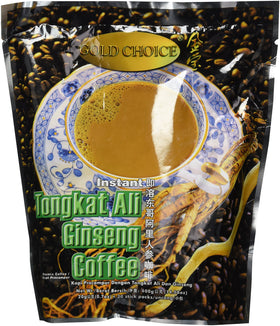 Gold Choice Instant Tongkat Ali Coffee packaging with sachets for quick, on-the-go mornings.
