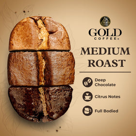 Gold Coffee Co premium beans ready for grinding and crafting a flavorful cup.