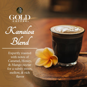 Gold Coffee Kanaloa Premium House Blend aroma shot, inviting fragrance for morning rituals.