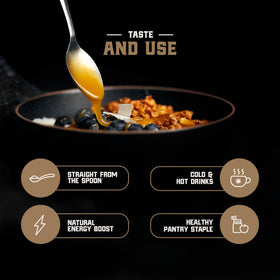 Gold Fern Honey honeycomb texture illustrating natural source