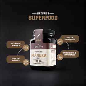Gold Fern Honey Manuka honey pouring captures viscous texture ideal for drizzle over toast.