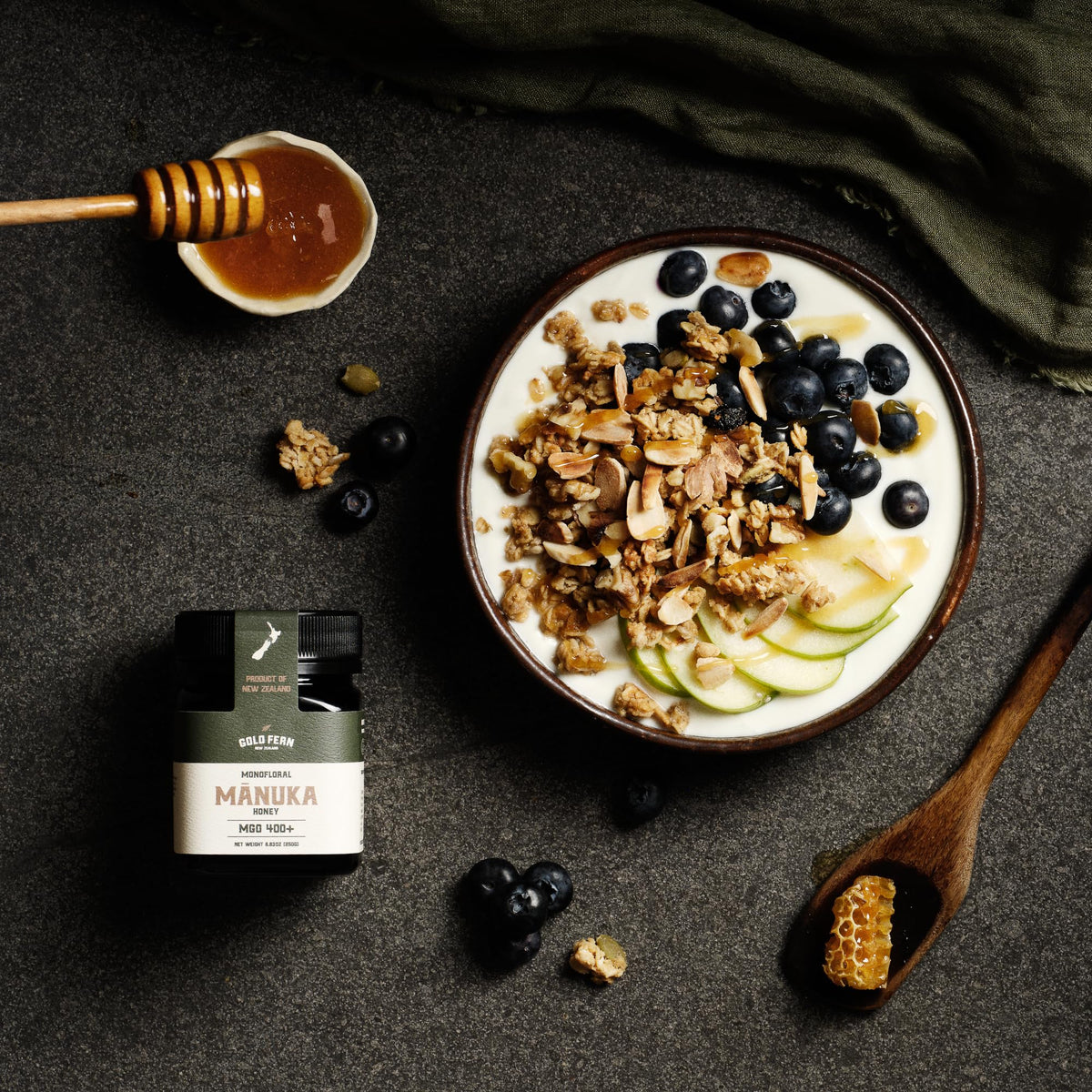 Gold Fern Honey monofloral MGO 400+ drizzle over toast.