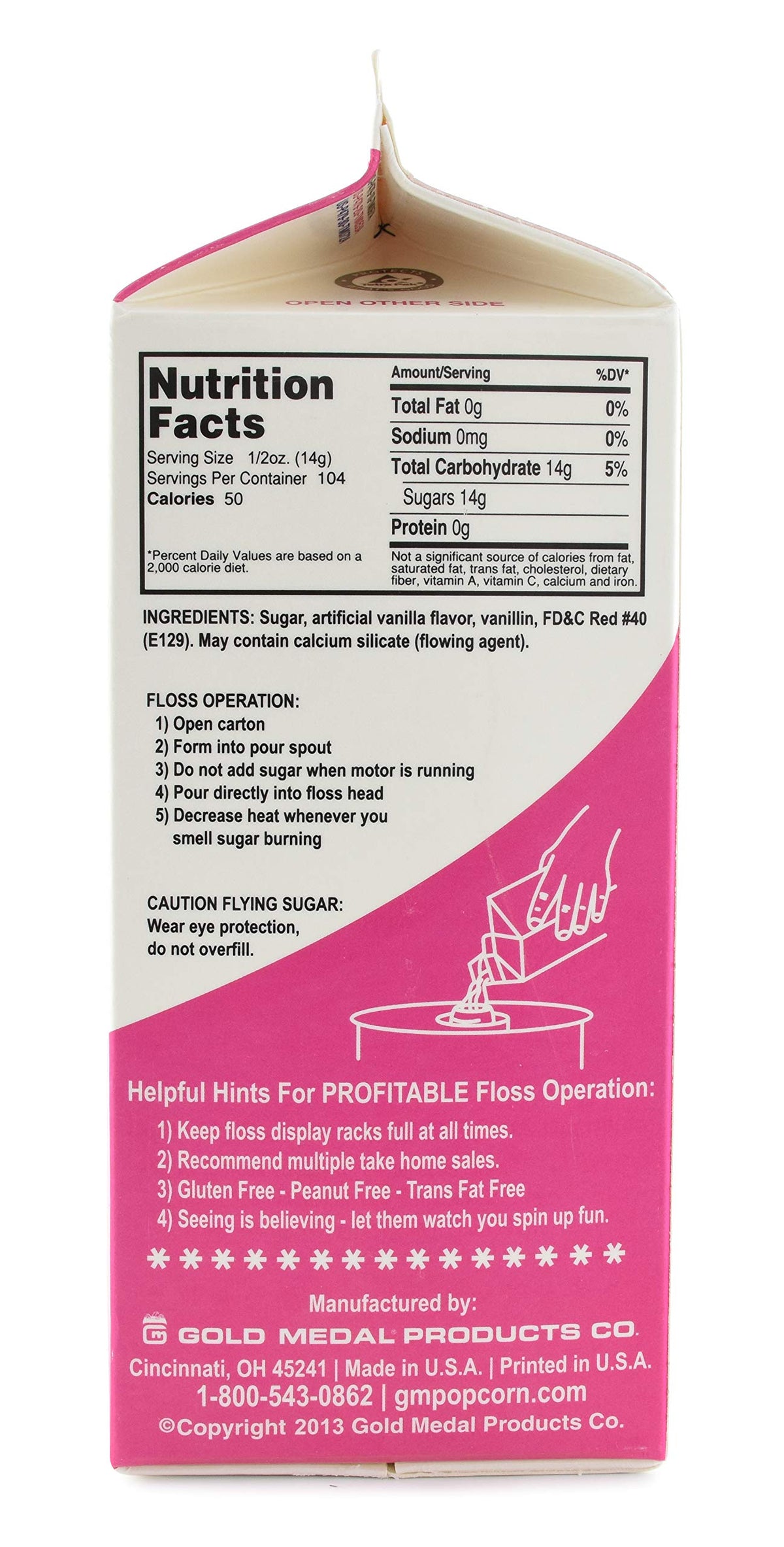 Gold Medal flossugar half-gallon pack yields 60-70 cones for gatherings.