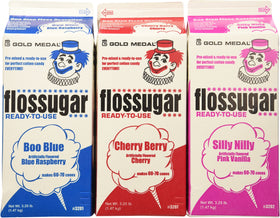 Gold Medal Cotton Candy Sugar Blue Raspberry shows vivid color for fluffy treats.