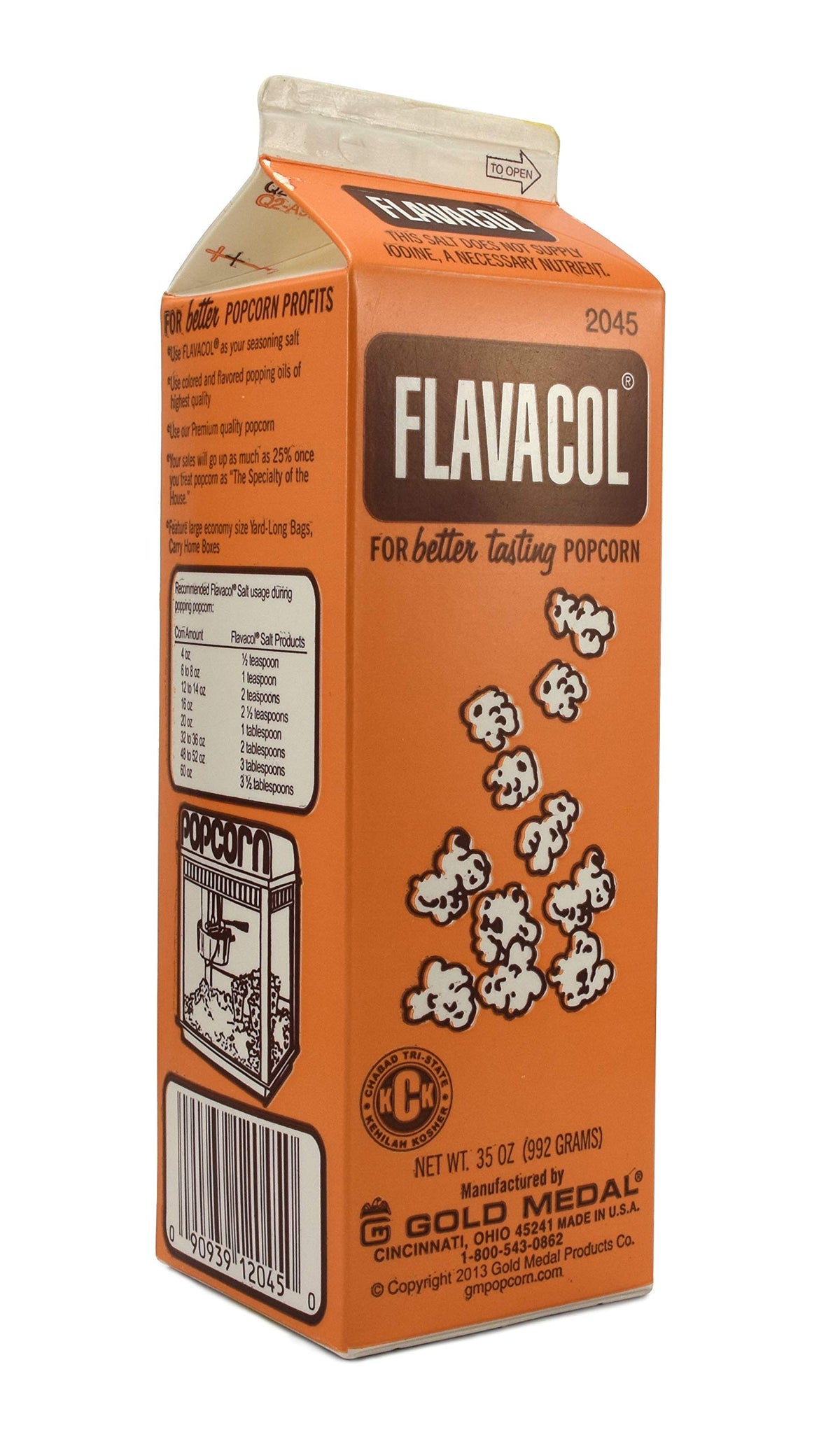Gold Medal Flavacol popcorn salt 2-pack jar side highlighting convenient seasoning.