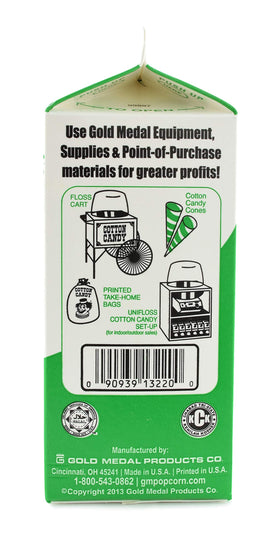Gold Medal Green Apple Flossugar ready-to-use cones image highlighting no mix needed.