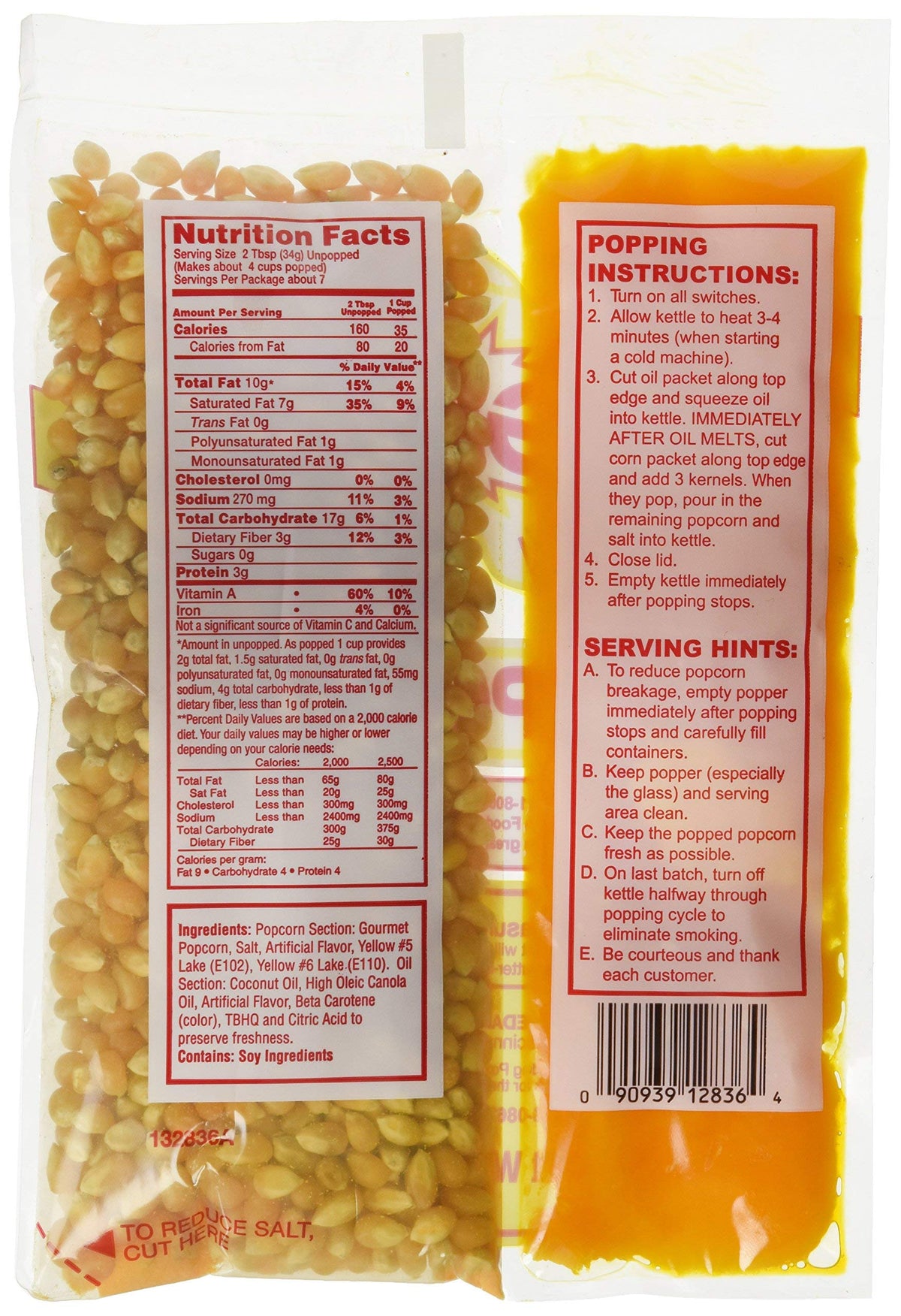 Gold Medal Coconut Popcorn Kit ingredients ready for flavorful popcorn