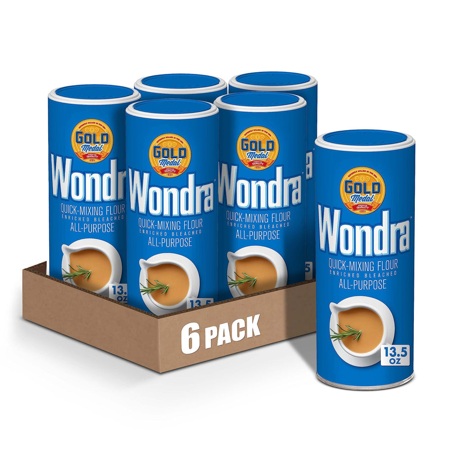 Gold Medal Wondra packaging front showing quick-mixing flour for easy prep