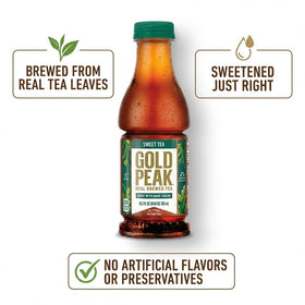 Gold Peak Sweetened Green Tea bottle with light flavor for balanced hydration.