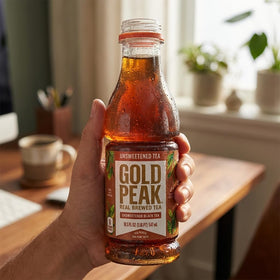 Gold Peak variety tea packaging display ready for parties and office breaks.