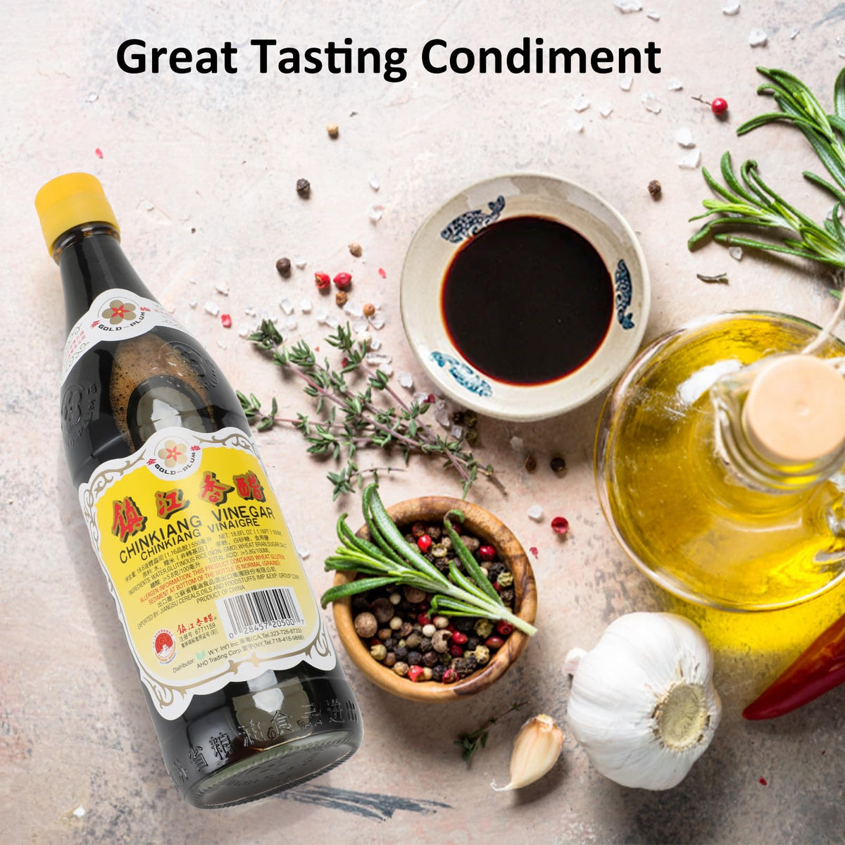 Gold Plum Chinkiang Vinegar steamed-rice pairing enhances aroma and flavor.