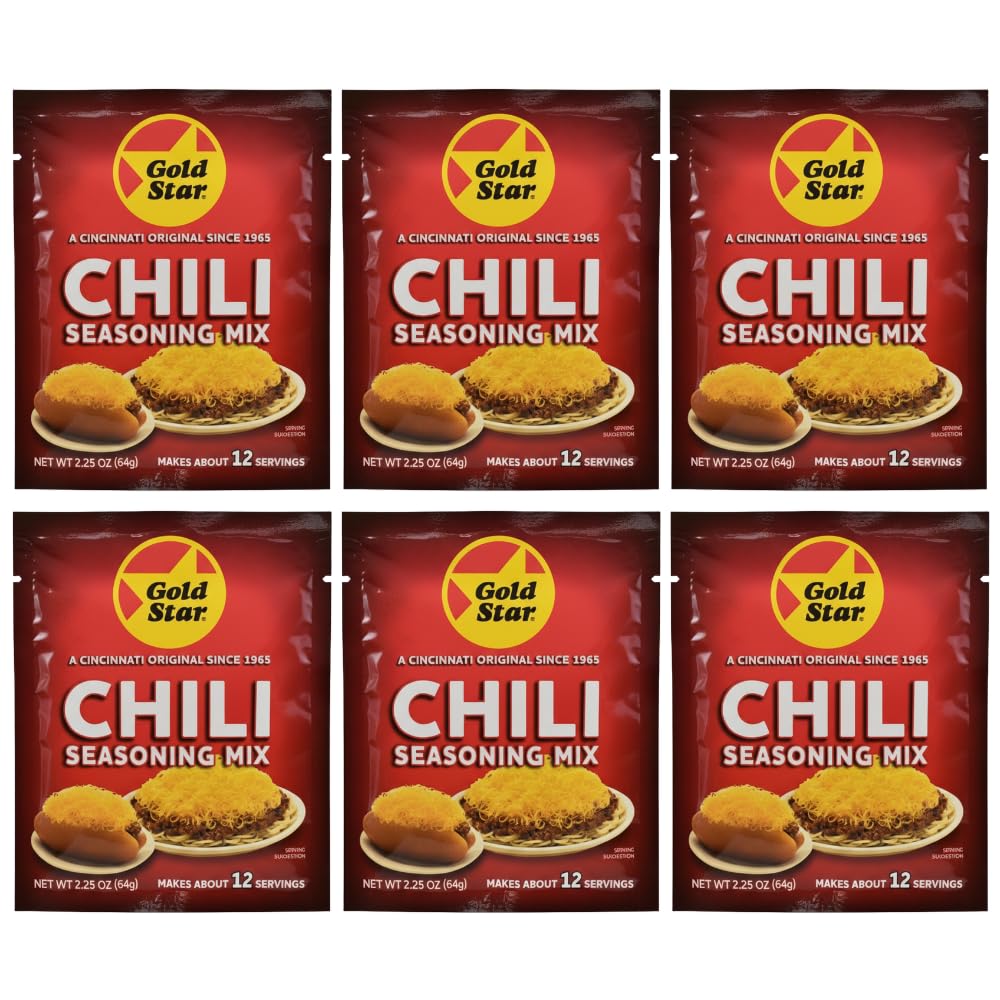 Gold Star Chili seasoning packets front label for quick authentic Cincinnati chili