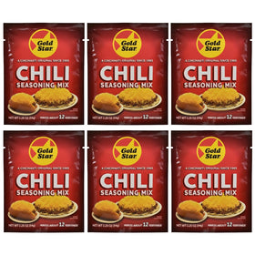 Gold Star Chili seasoning packets front label for quick authentic Cincinnati chili