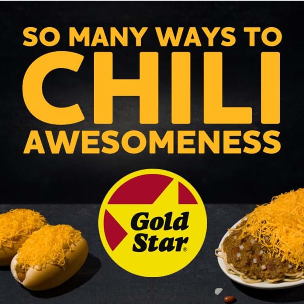 Gold Star Cincinnati chili over spaghetti on a classic 3-Way plate