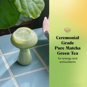 GOLDE Matcha tasting sip reveals fresh grassy flavor and aroma.