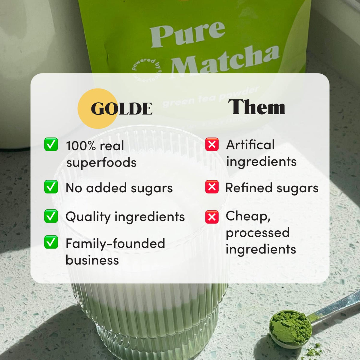 GOLDE Organic non-GMO label on pouch signaling clean premium quality.