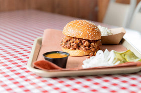 Goldee's Bar-B-Q Sauce tasting scenario with sides and dips