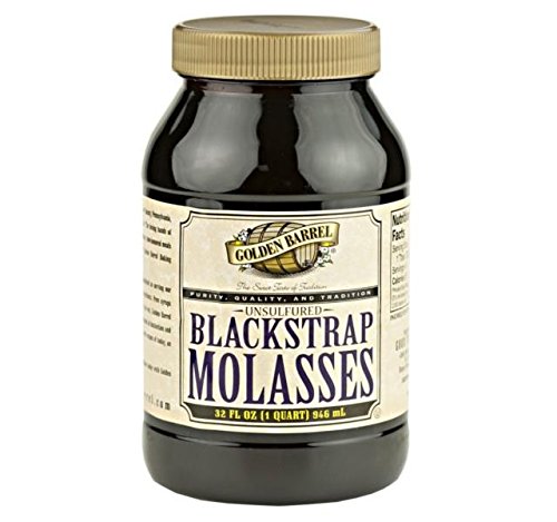 Golden Barrel Blackstrap Molasses bottle pouring, ideal for baking and natural sweetness
