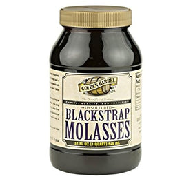 Golden Barrel Blackstrap Molasses bottle pouring, ideal for baking and natural sweetness