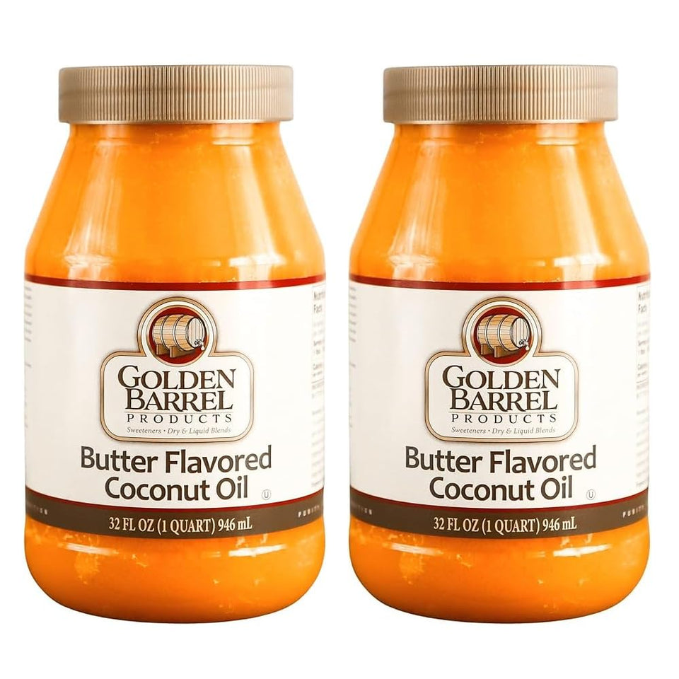 Golden Barrel butter flavored coconut oil bottle ideal for baking and light sautéing