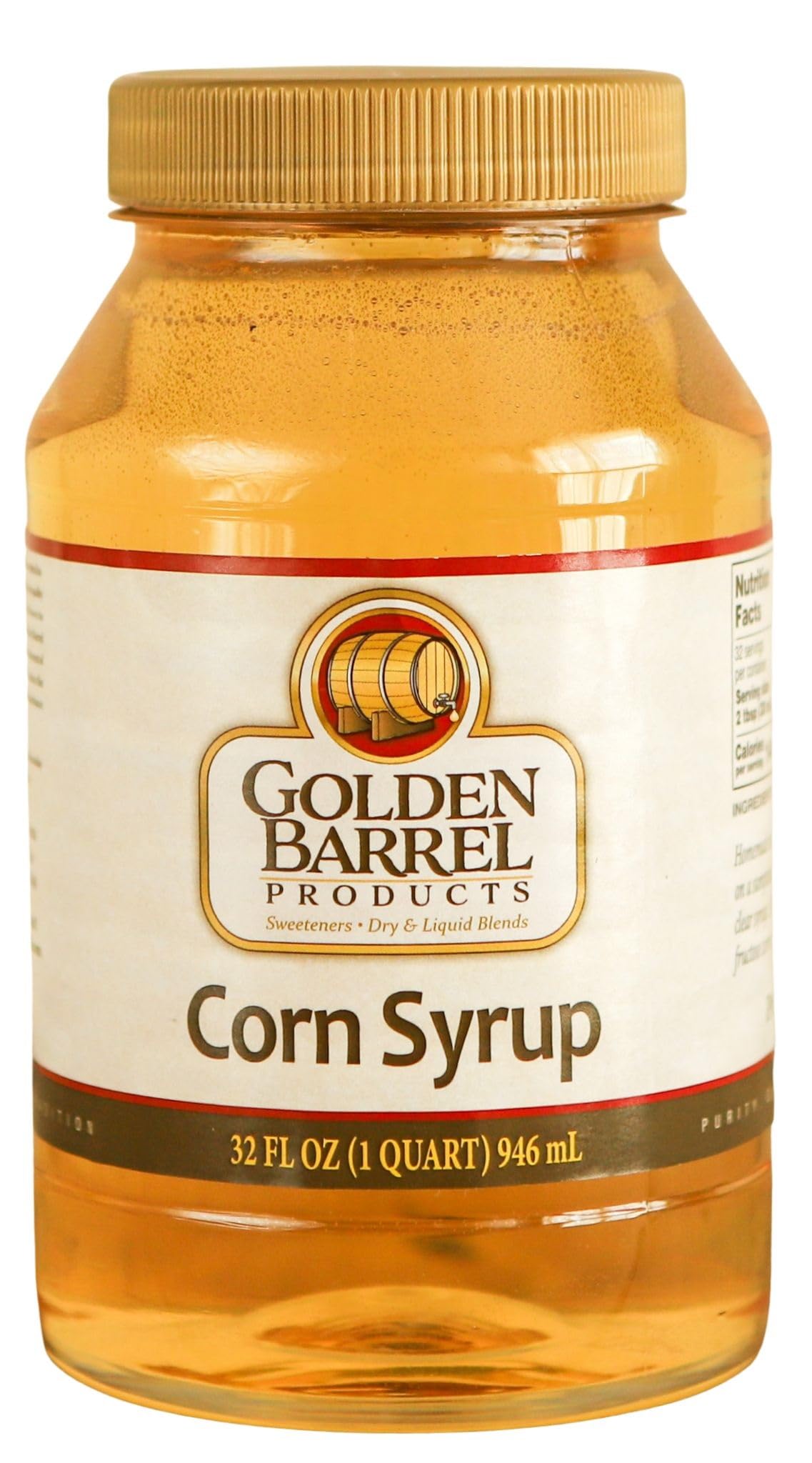 Golden Barrel corn syrup bottle for smooth textures in candies and syrups.