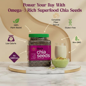 Golden Crown Black Chia Seeds poured into smoothie