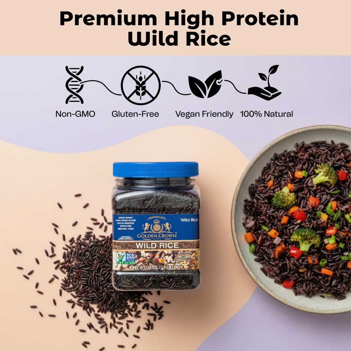 Golden Crown gluten-free vegan wild rice serving for gluten-free meals.