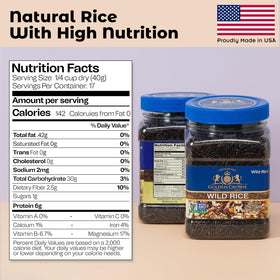Golden Crown high-protein wild rice bag highlighting protein-rich grains.