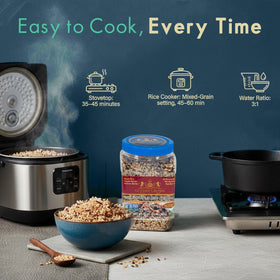 Golden Crown meal prep idea: store cooked grains for easy bowls.