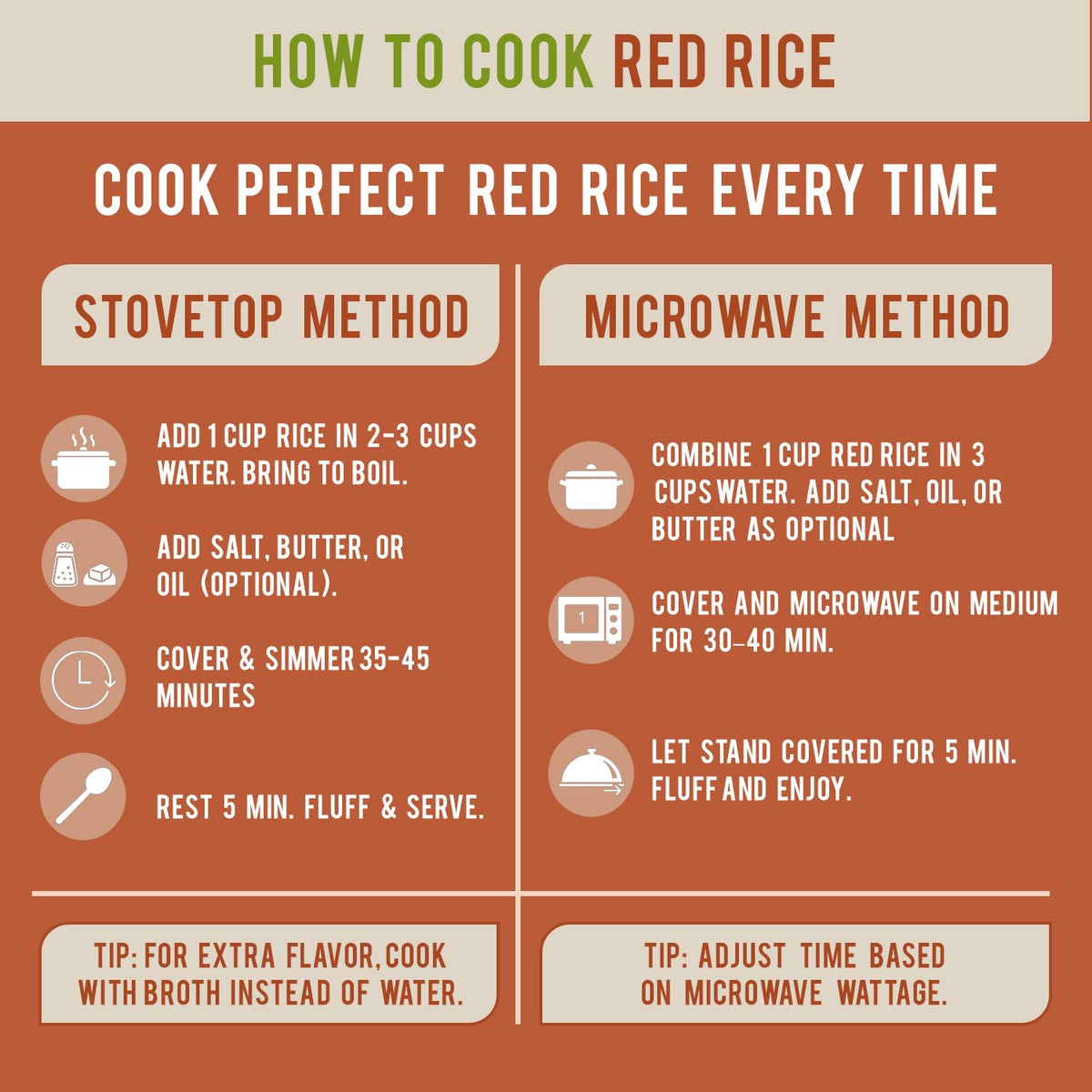 Golden Crown Red Rice pilaf bowl highlights fluffy grains and aroma.
