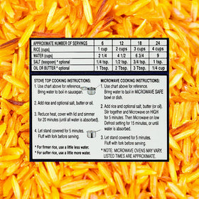 Golden Crown Saffron Yellow Rice packaging jar on shelf showcases premium product.