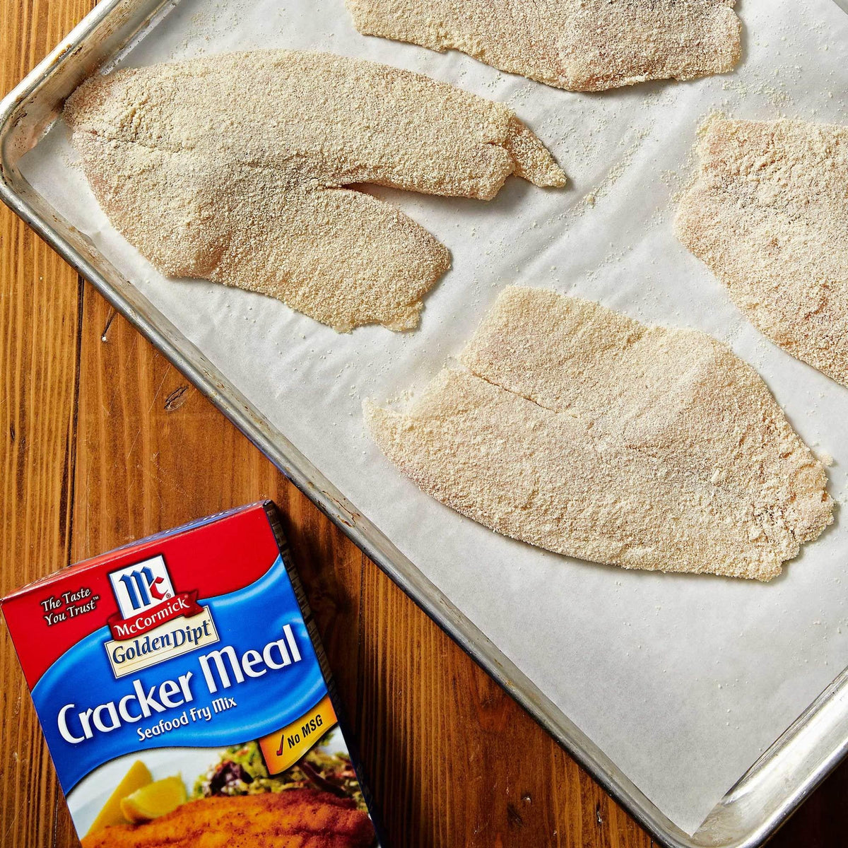 Golden Dipt Cracker Meal two-pack bag side view.