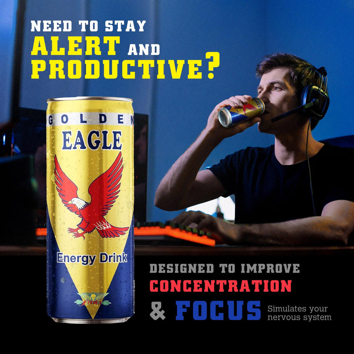 Golden Eagle can label with vitamins and minerals icon.