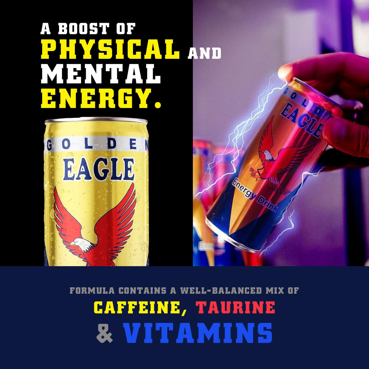 Golden Eagle can poured over ice showing a cool taste.
