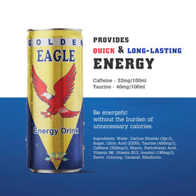 Golden Eagle energy drink glass with ice highlights refreshing experience.