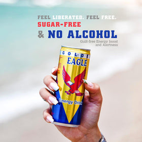 Golden Eagle 24-pack packaging shown for easy energy on the go.