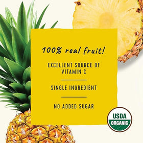 Golden Farms organic squeeze pouch with no added sugar claim icon