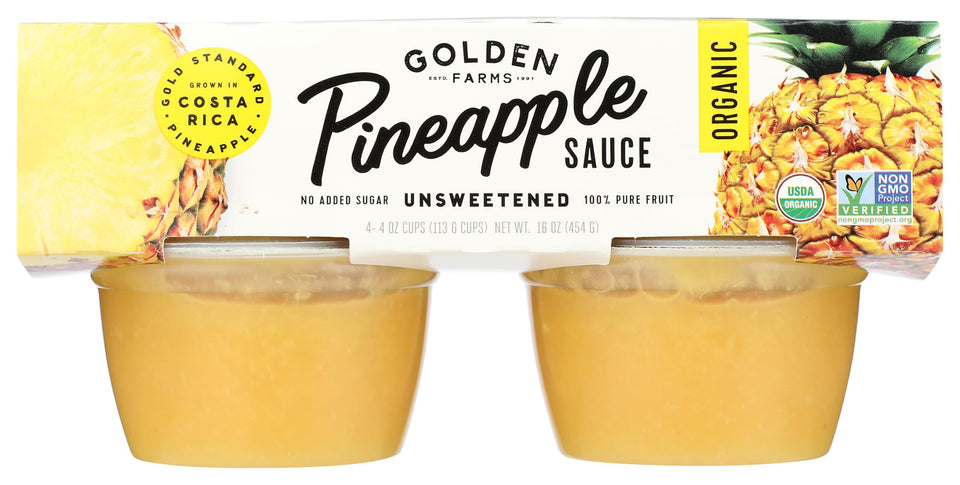 Golden Farms Pineapple Cups 4-pack, convenient no-mess fruit snack with no added sugar