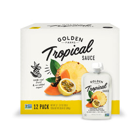 Golden Farms tropical pouches pack-12 ready for on-the-go snacking.