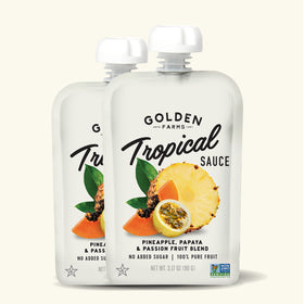 Golden Farms tropical pouches refrigeration-free design for travel.
