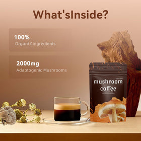 Golden Field Mushroom Coffee with coconut milk swirl for creamy texture