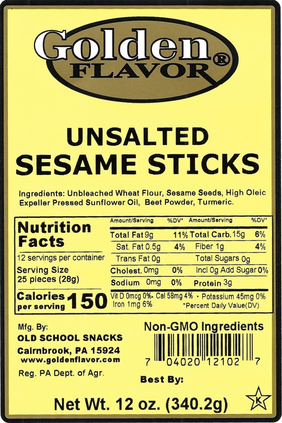 Golden Flavor Sesame Sticks unsalted close-up highlighting crisp sesame texture for tastier nibbling.