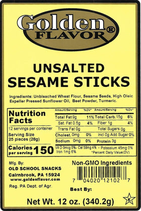 Golden Flavor Sesame Sticks unsalted close-up highlighting crisp sesame texture for tastier nibbling.