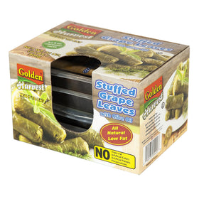 Golden Harvest Dolmas on a plate with olive oil drizzle, gluten-free appetizer option.