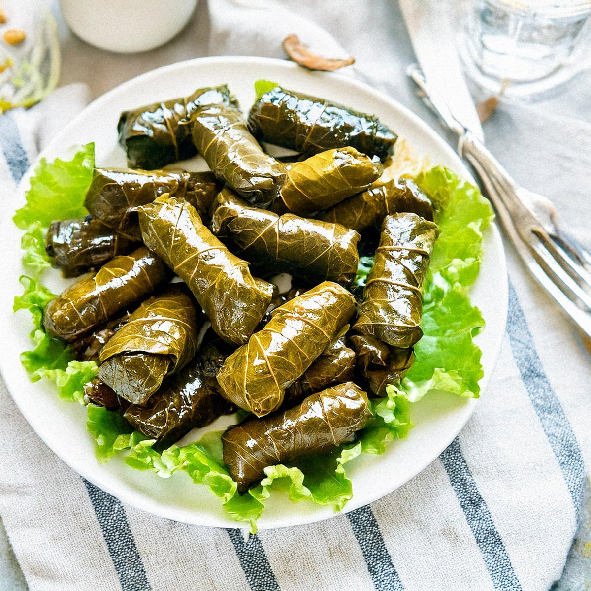 Packaging view showing BPA-free container for Golden Harvest dolmas.