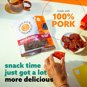 Golden Island gluten-free Korean BBQ flavor, ideal for gym bag snacks.