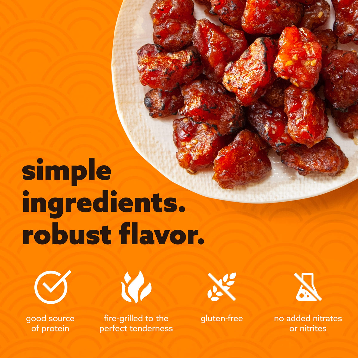 Golden Island jerky packs arranged for on-the-go snacking with no refrigeration needed.