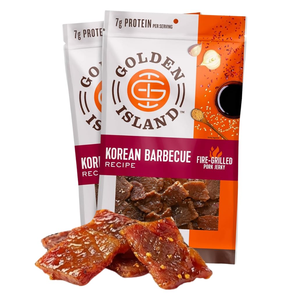 Golden Island Korean BBQ Pork Jerky 2-pack offers a protein-rich snack on the go