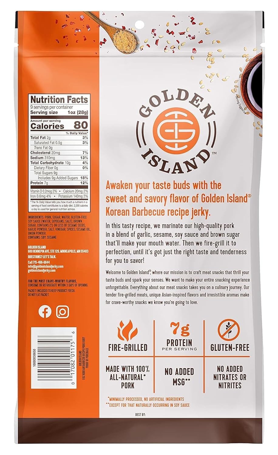 Golden Island all-natural pork jerky, ready for busy days
