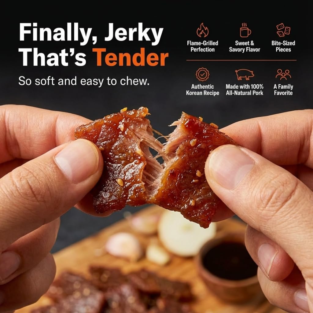 Golden Island Korean BBQ Pork Jerky gluten-free badge visible for dietary needs